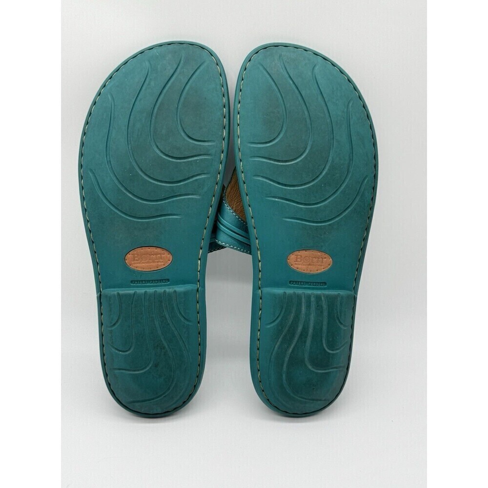 Womens 8 Born Blue Thong Flip Flops Sandals Leather Coconut Boho SIZE 9 - Picture 5 of 6